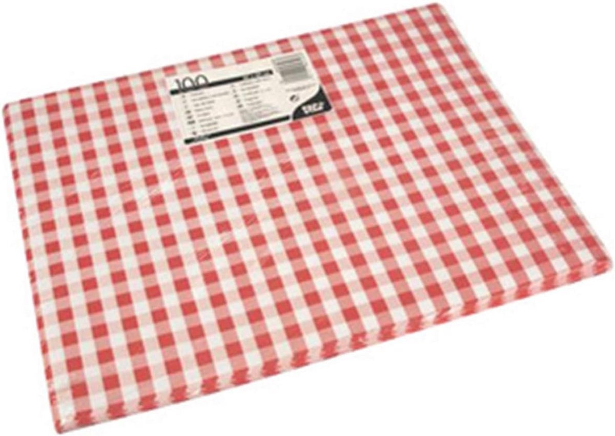 Papieren placemats 30x40 cm in Vichy patroon, 100 stuks