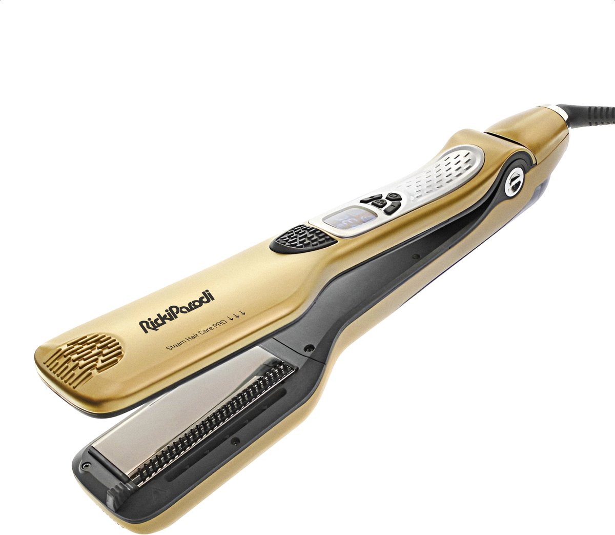 RickiParodi VAPRO SLIM Stoom Stijltang – Titanium Platen – 230°C – Waterstoom – Professioneel – Goudkleurig