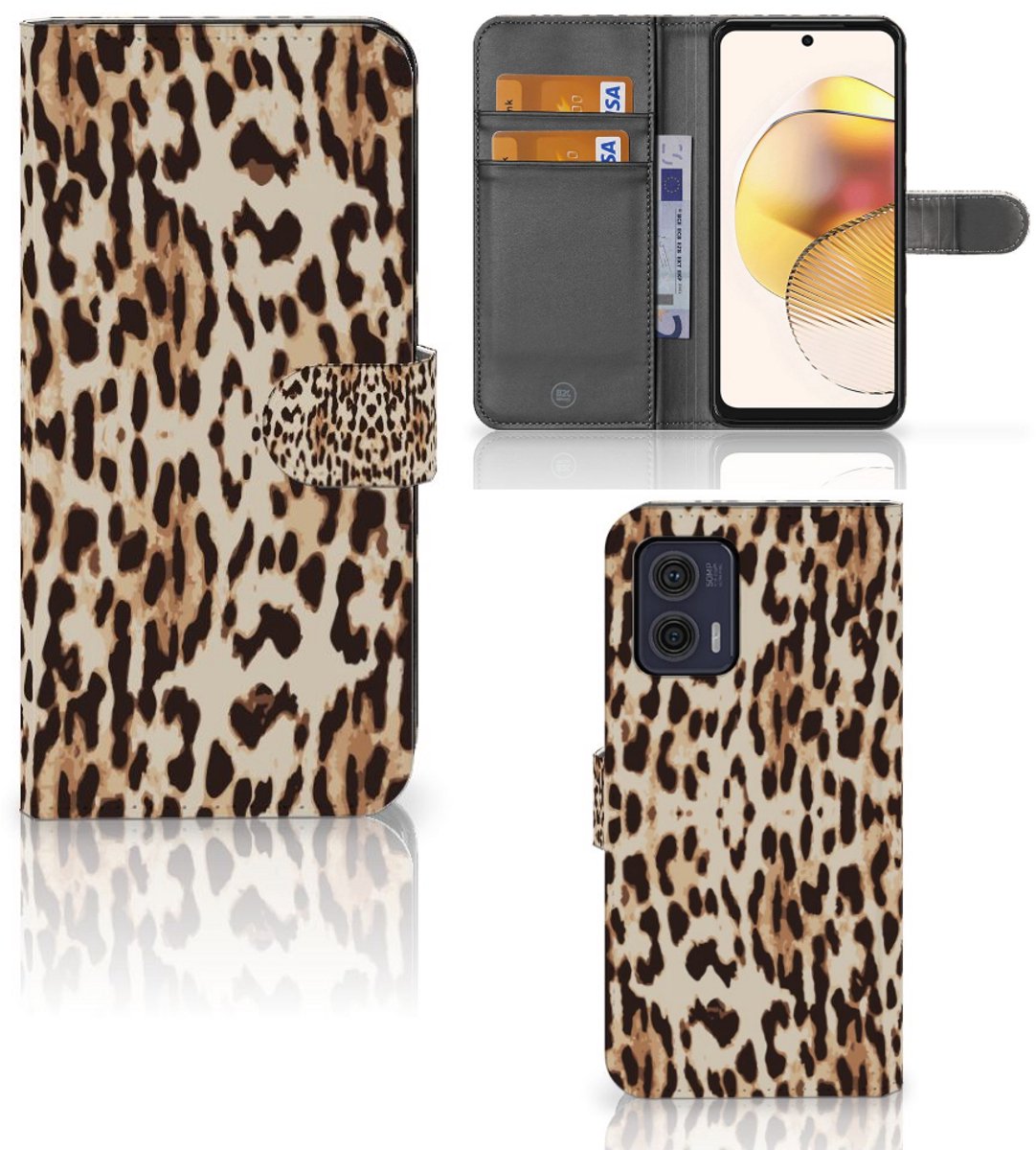 Motorola Moto G73 Telefoonhoesje met Pasjes Leopard