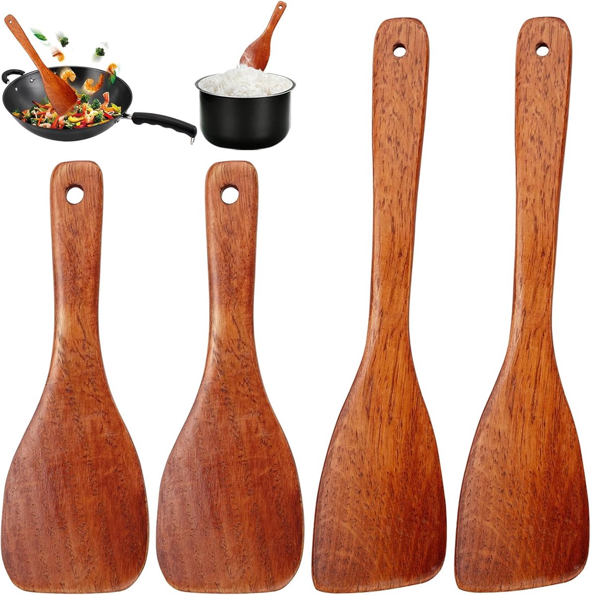 Houten Keuken Spatel Set - 4 Stuks