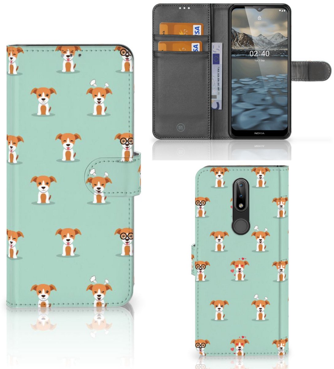 Nokia 2.4 Telefoonhoesje met Pasjes Pups