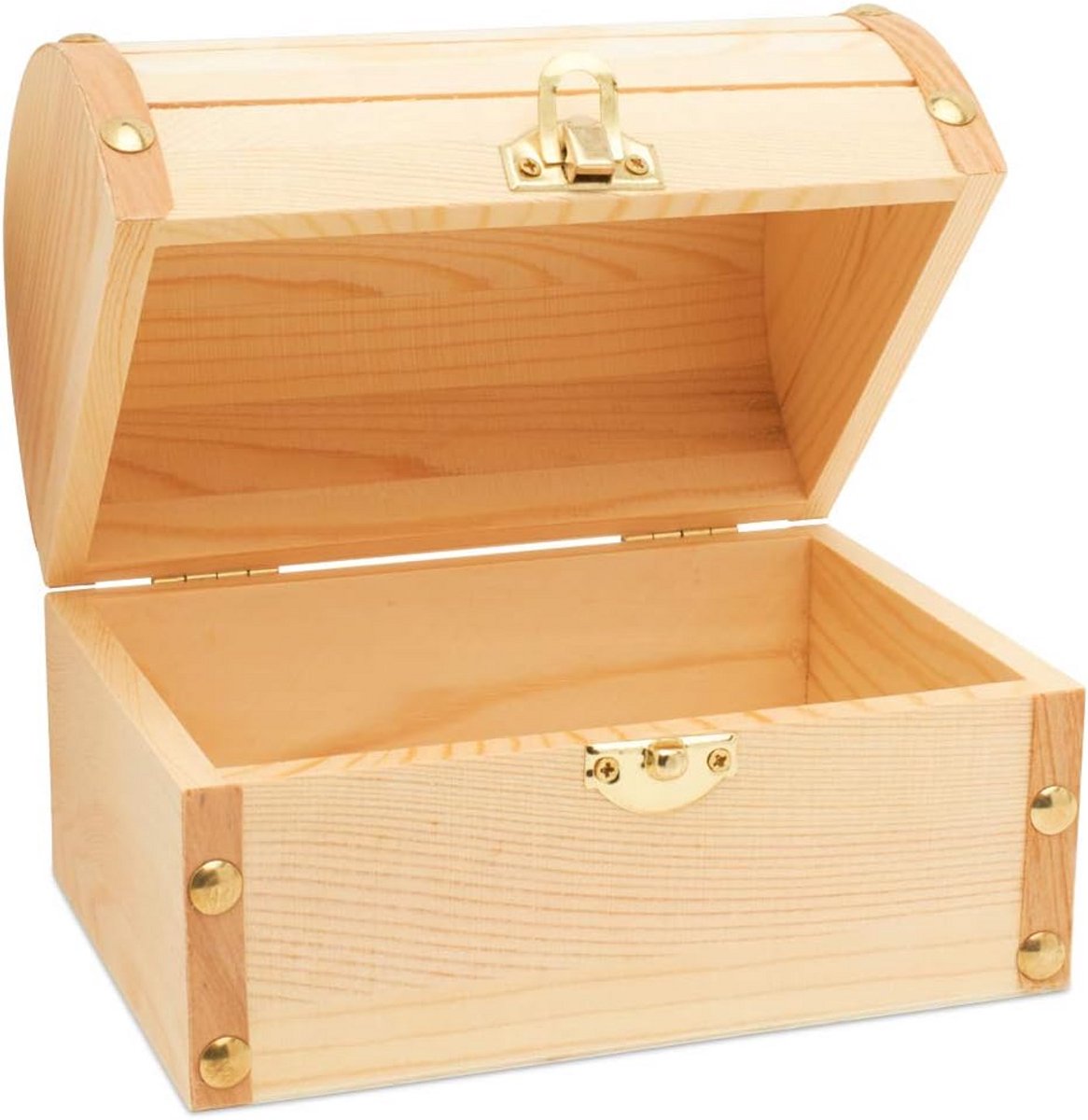 Houten schatkist 15,2 cm - 2 stuks - Scharnierend deksel voor knutselen en decoratie