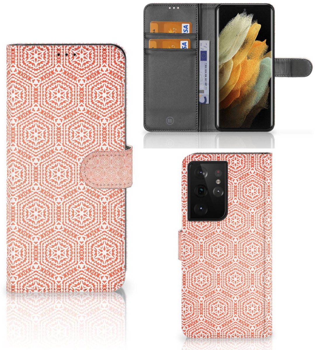 Samsung Galaxy S21 Ultra Telefoon Hoesje Pattern Orange