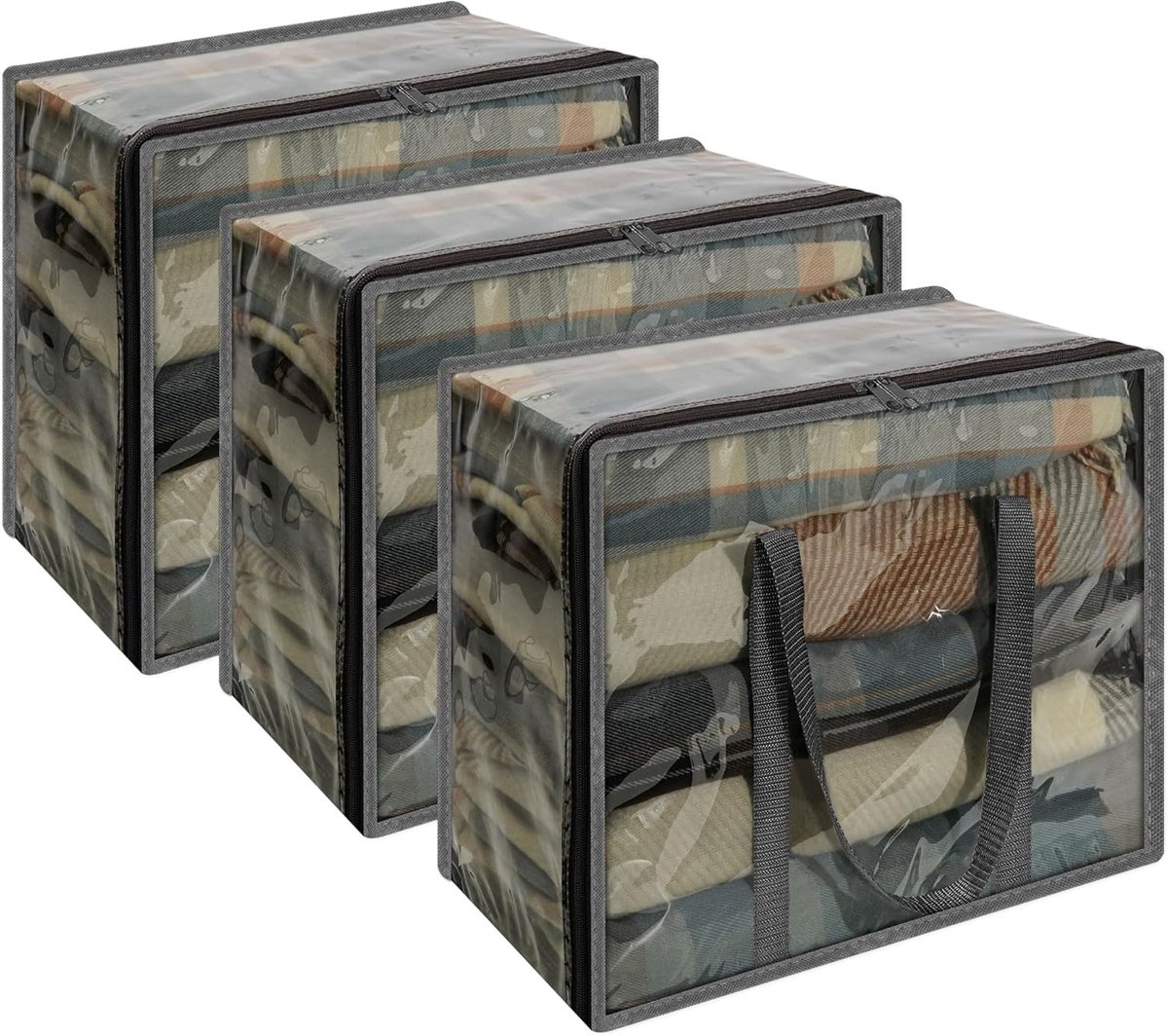 Transparante Opbergzakken 3 Pack - 40L Kleding, Dekens, Kussens Opslag