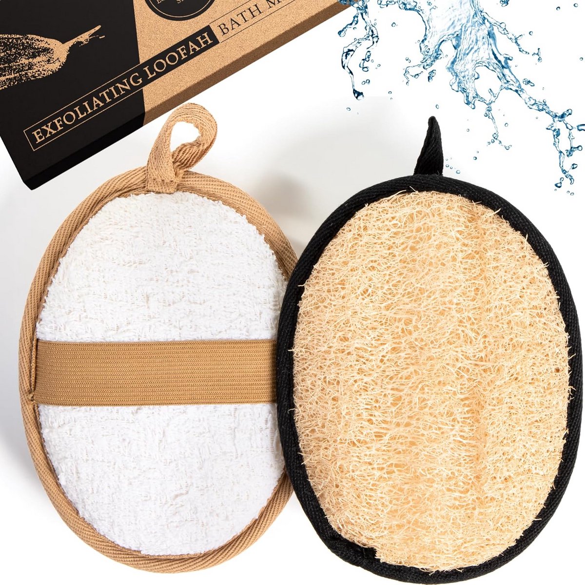 Natuurlijke Loofah Spons Pads - Exfoliërende Douche Schrubber (x2 Pack)