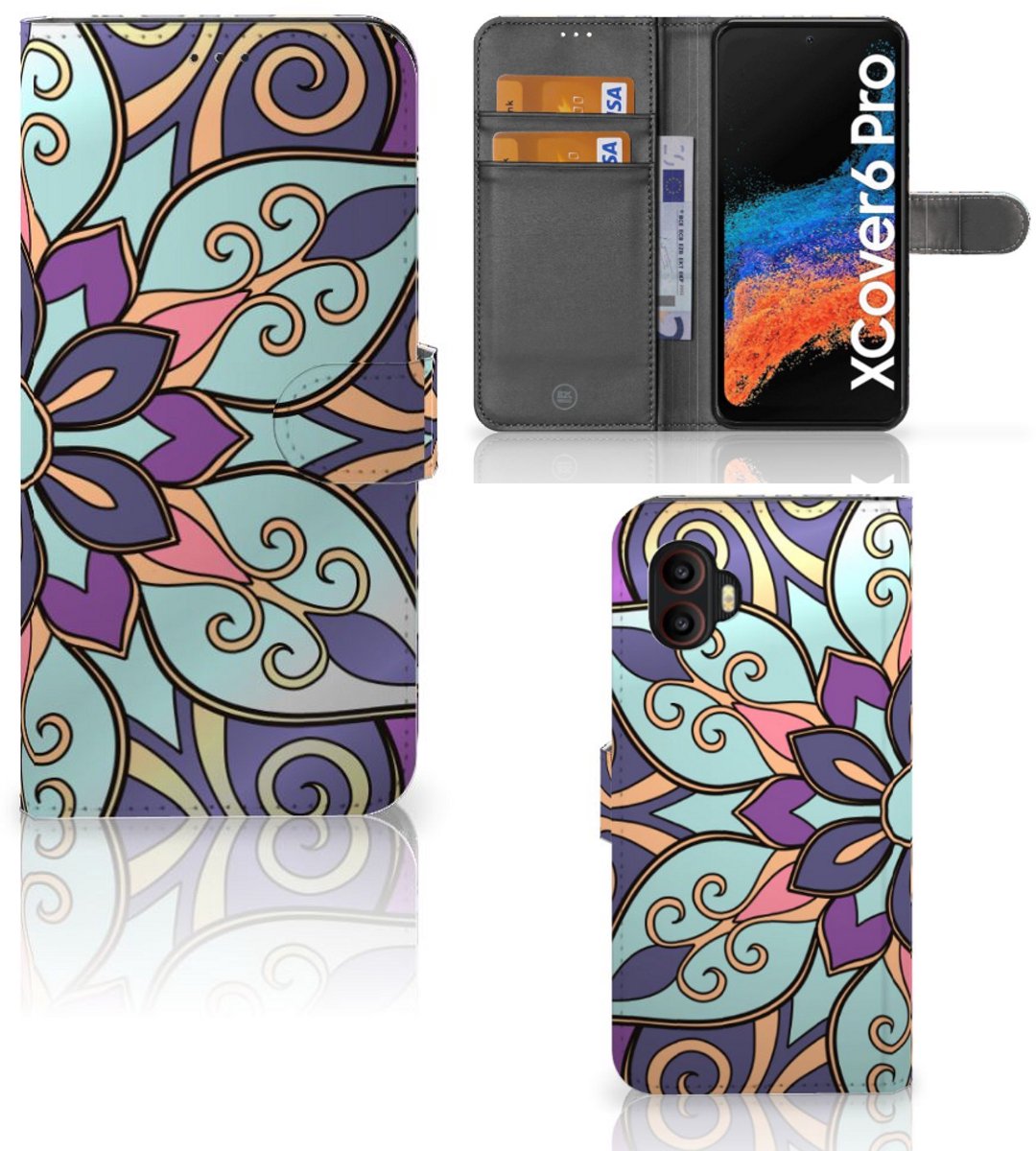 Book Case voor Samsung Galaxy Xcover 6 Pro Hoesje Purple Flower