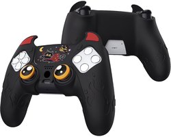 SnelShoppen - PlayVital Silicone Controller Case PS5 - Cute Demon Design, Anti-slip Grip, Shockproof, Met Thumb Grip Caps en Touchpad Sticker, Zwart
