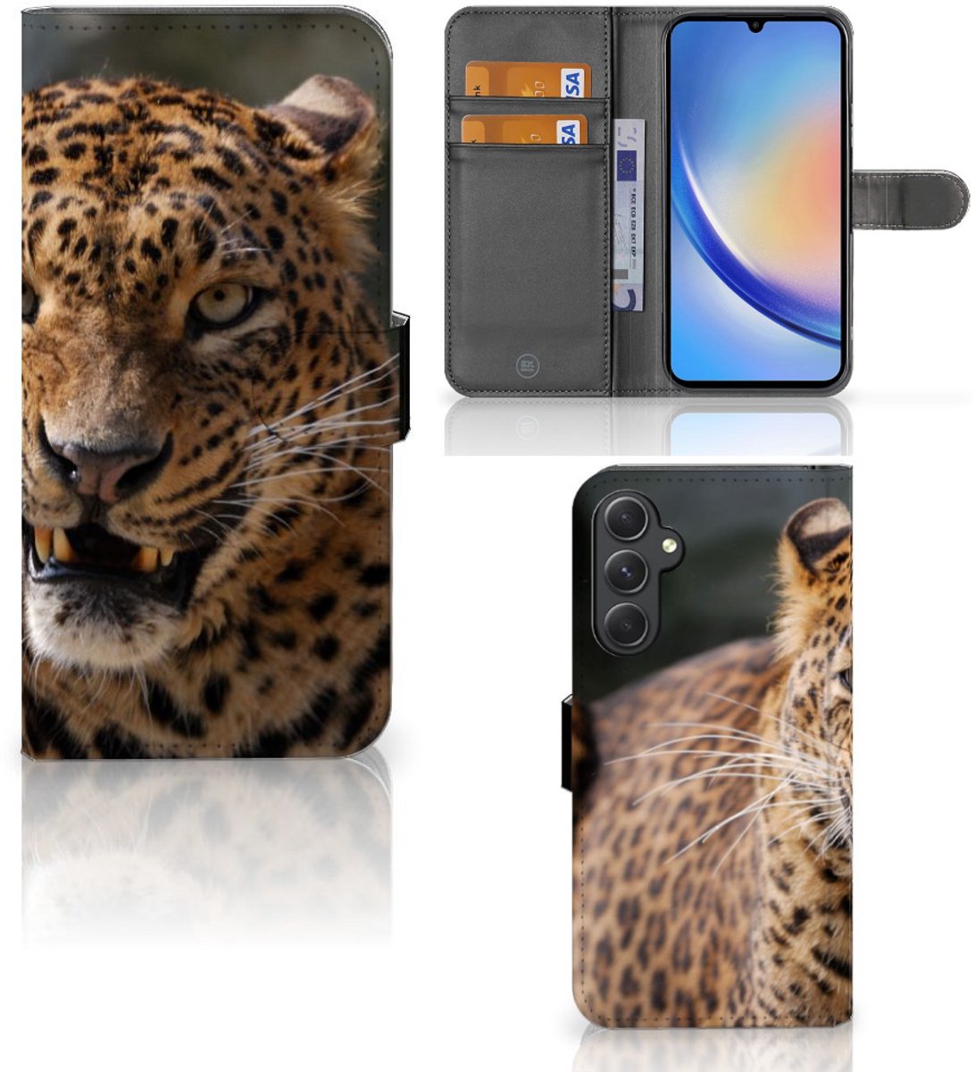 Samsung Galaxy A24 4G Telefoonhoesje met Pasjes Luipaard