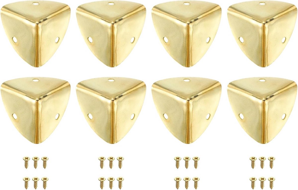 Decoratieve Metalen Hoekbeschermers voor Meubels en Kisten - 8 Stuks Goudkleurig