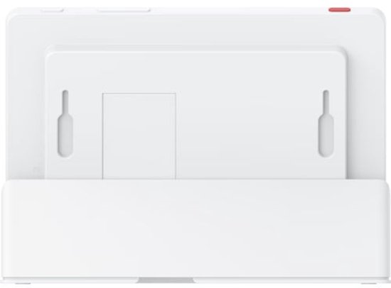 Achterkant van het Eufy E10 smart display met muurmontage-opties.