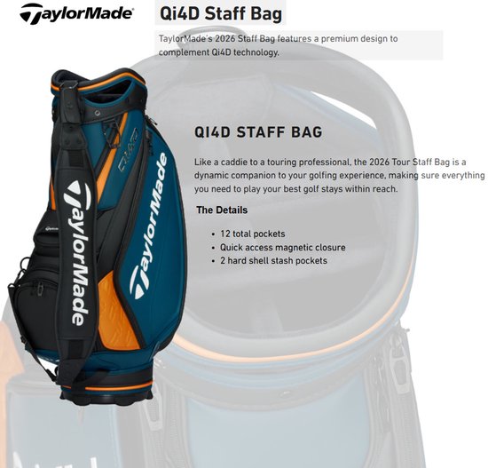 TaylorMade Qi4D Tour Staff Bag 2026 — afbeelding 2