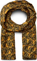 Écharpe en soie à motif cachemire marron et doré