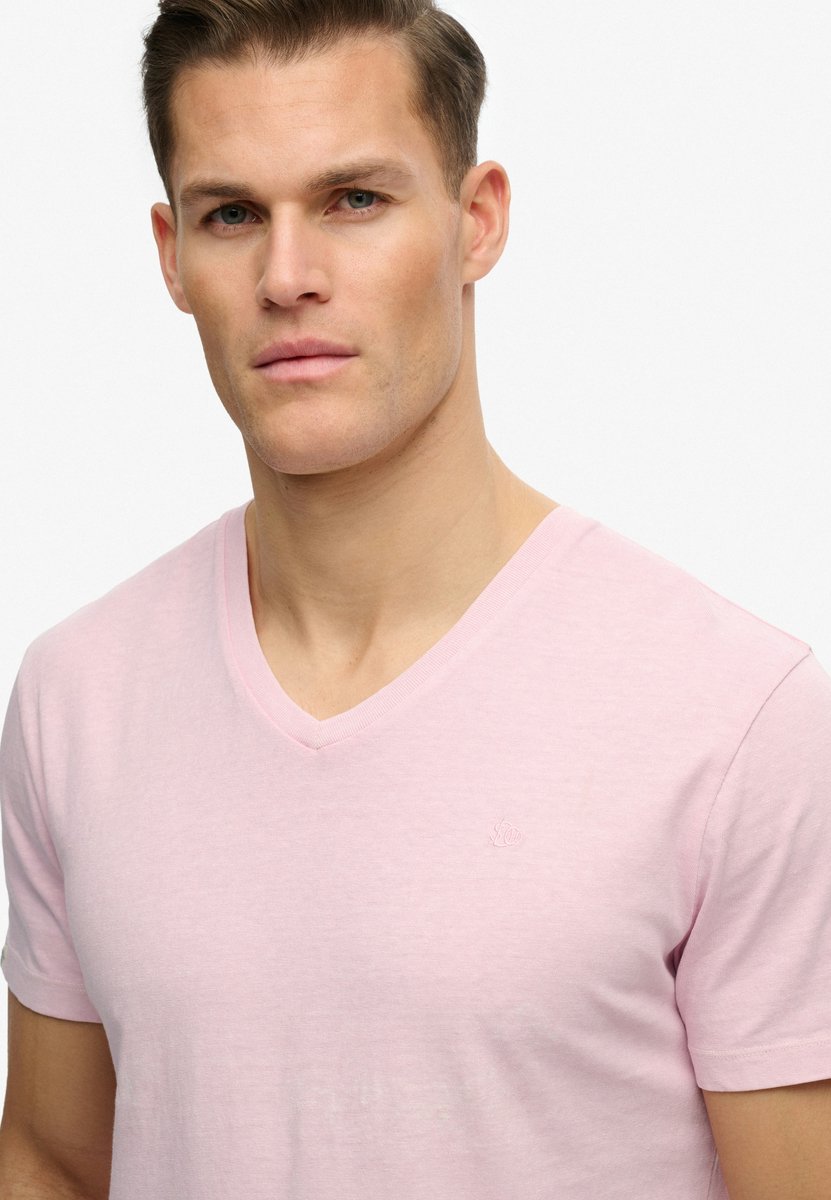 Superdry T-shirt Classic Cotton Linen Vee M1012391a Lady Mannen Roze