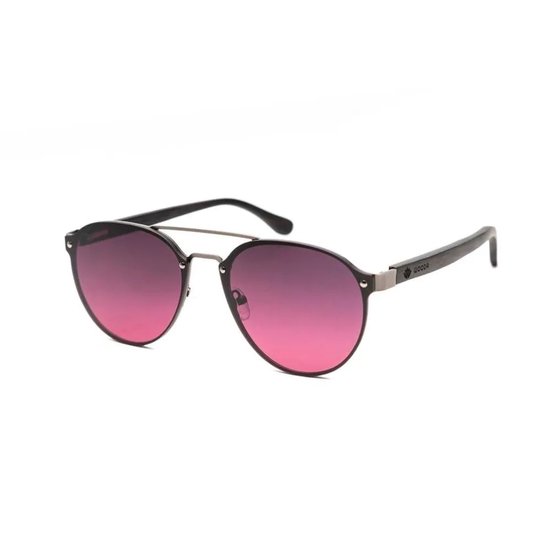 Wooda® Zonnebril Rond - Donker zwart metaal frame - Gepolariseerd - Wooda Cala Roja Gun Gris à Rosa van Wooda — afbeelding 2
