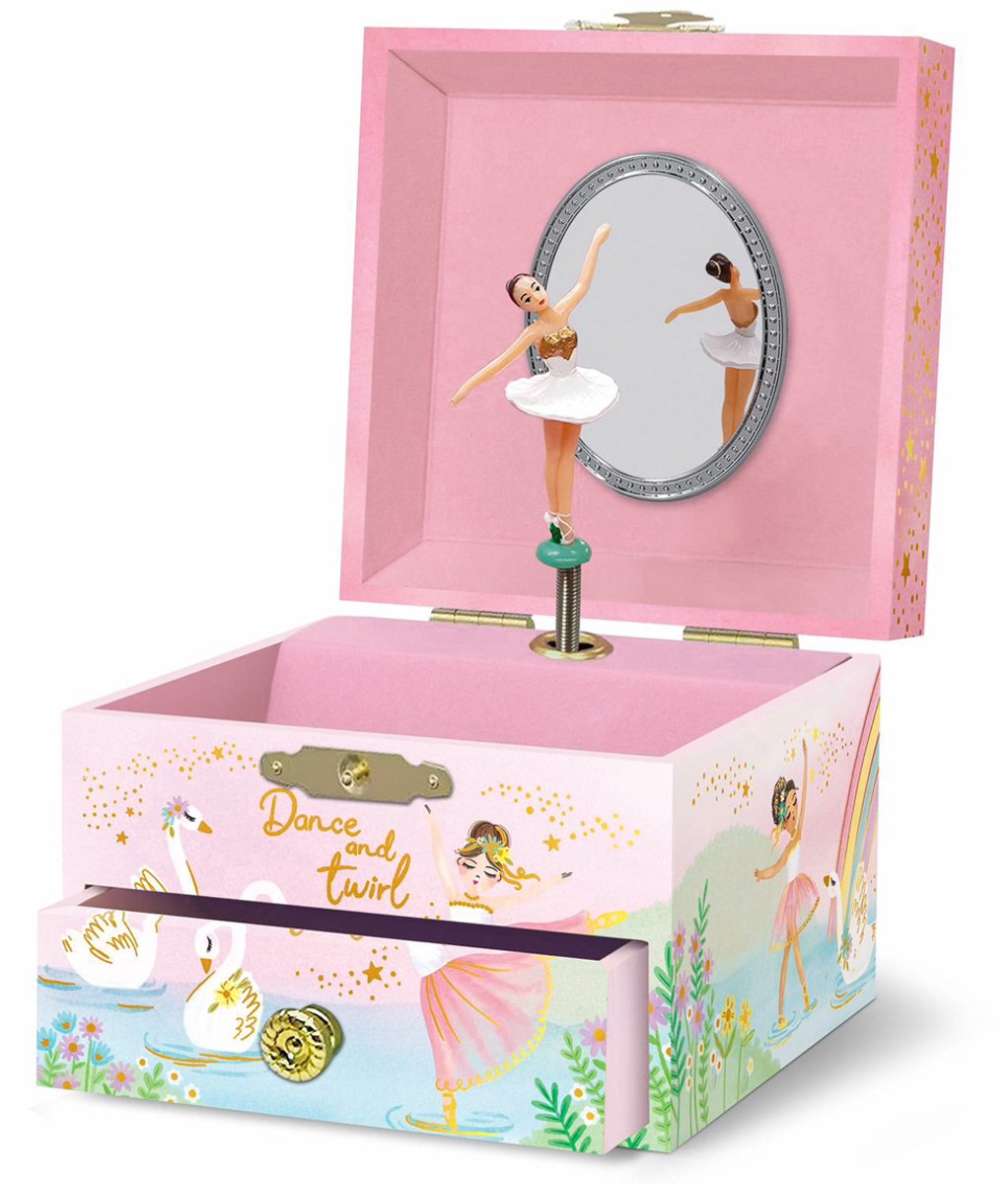 GIGGLE AND HONEY Muziekdoos Juwelen - Draaiende Ballerina - Swan Lake - 1 Lade