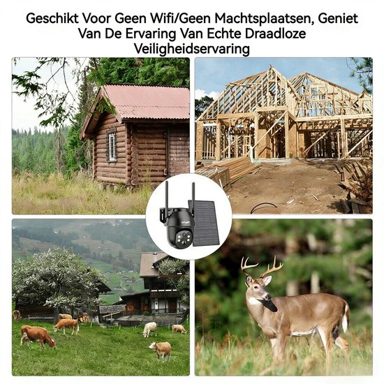 ieGeek Beveiligingscamera 4G LTE - Simkaart - Outdoor Zonne - 2K 3MP - 360° Draadloze Bewaking - Camerabewaking met Nachtzicht - IP66 Waterdichte Buitencamera Zonder Wifi - PIR-Detectie - App-Bediening - Tweeweg Audio van Merkloos — afbeelding 2