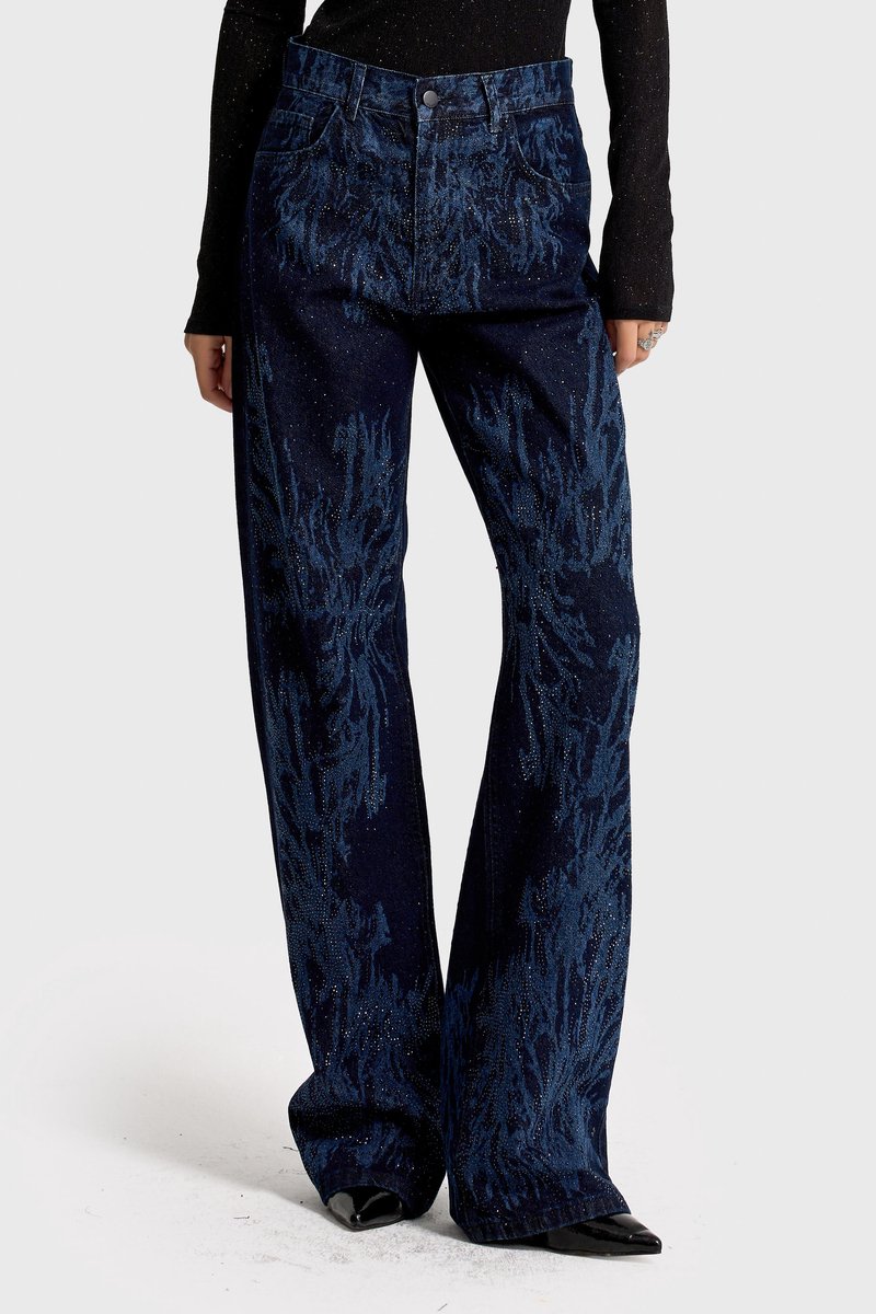 It's Basic - RHINESTONE LOOSE MID RISE JEANS