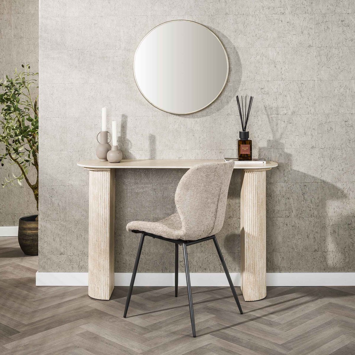Dimehouse Archon Moderne Kaptafel Keramiek Travertin 120 cm Creme