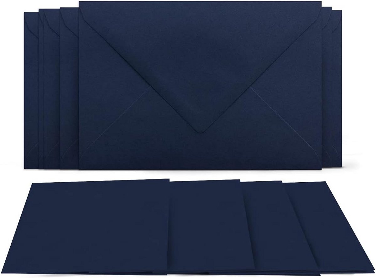 Set van 150 Donkerblauwe Vouwkaarten met Enveloppen DIN A6 Geboorte/Bedankkaart