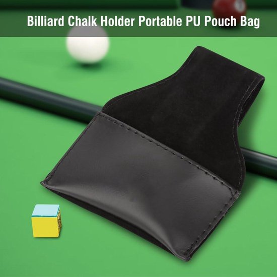Draagbare biljart cue krijthouder met PU pouch - Zwart - Handig accessoire voor biljartspel - Opbergzakje voor cue krijt - Duurzaam materiaal. van Merkloos — afbeelding 2