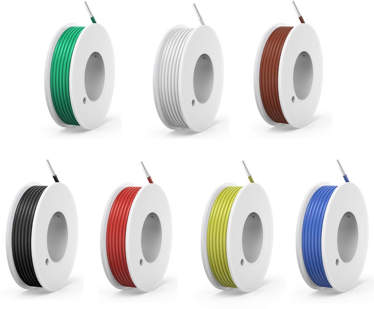 Elektrische Draadkabel 0,35 mm² 22 AWG Solide Flexibel Koperdraad 7 Kleuren