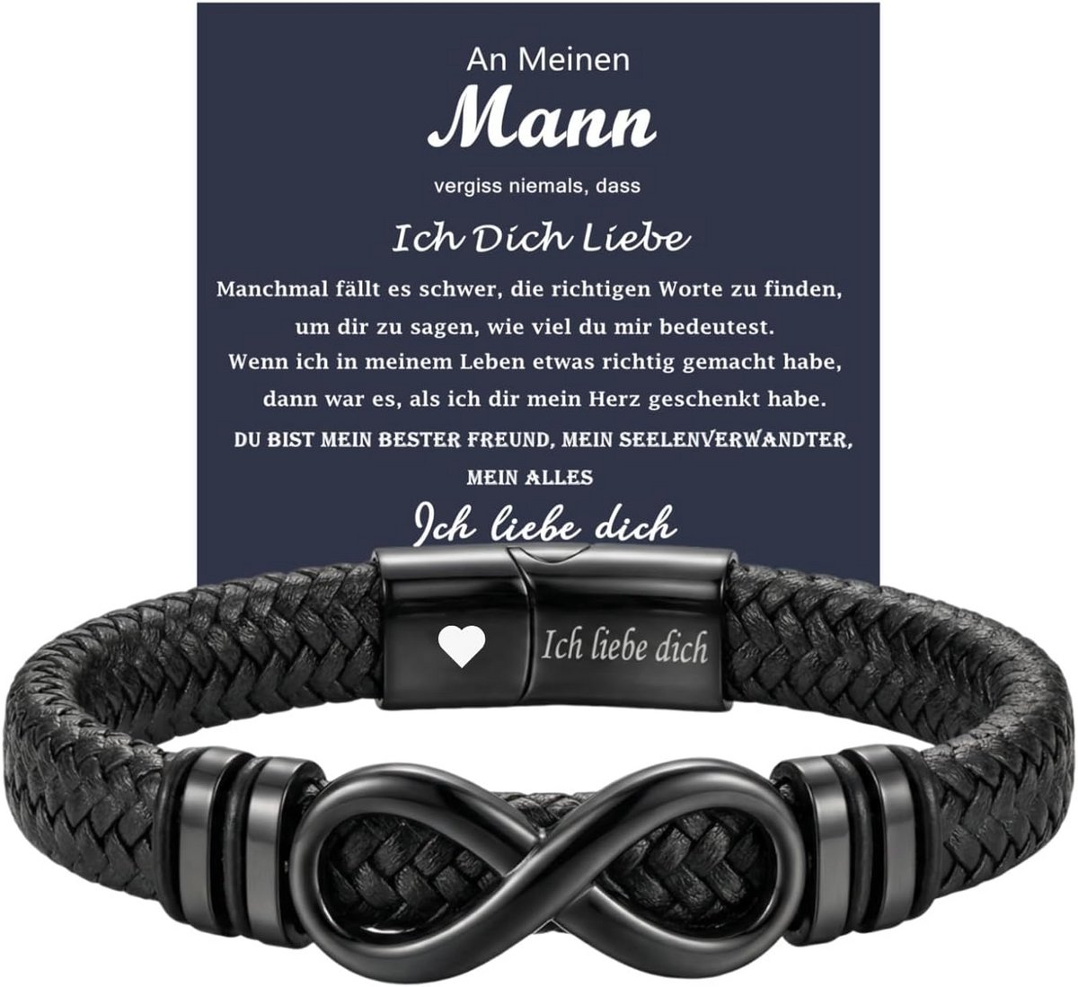 Rechthoekige Leren Herenarmband met RVS Sluiting
