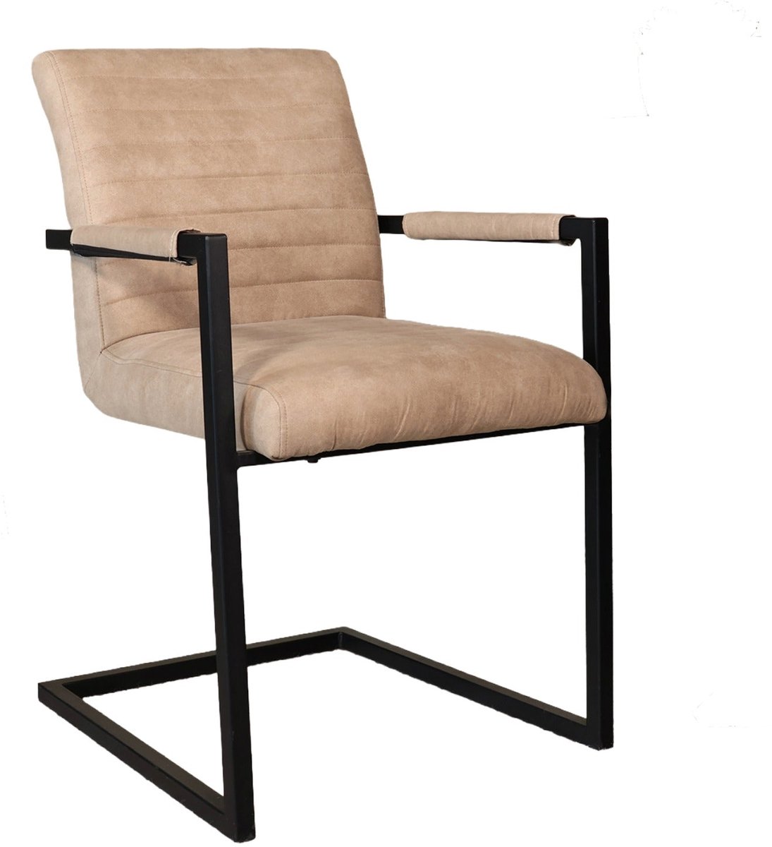 Eetkamerstoel met armleuning beige Noor industrieel design eetstoel zetel