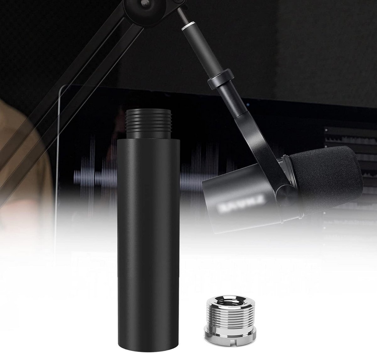 Microfoonstandaard Verlengstuk Zwart Aluminium 5/8 Inch Schroefdraad