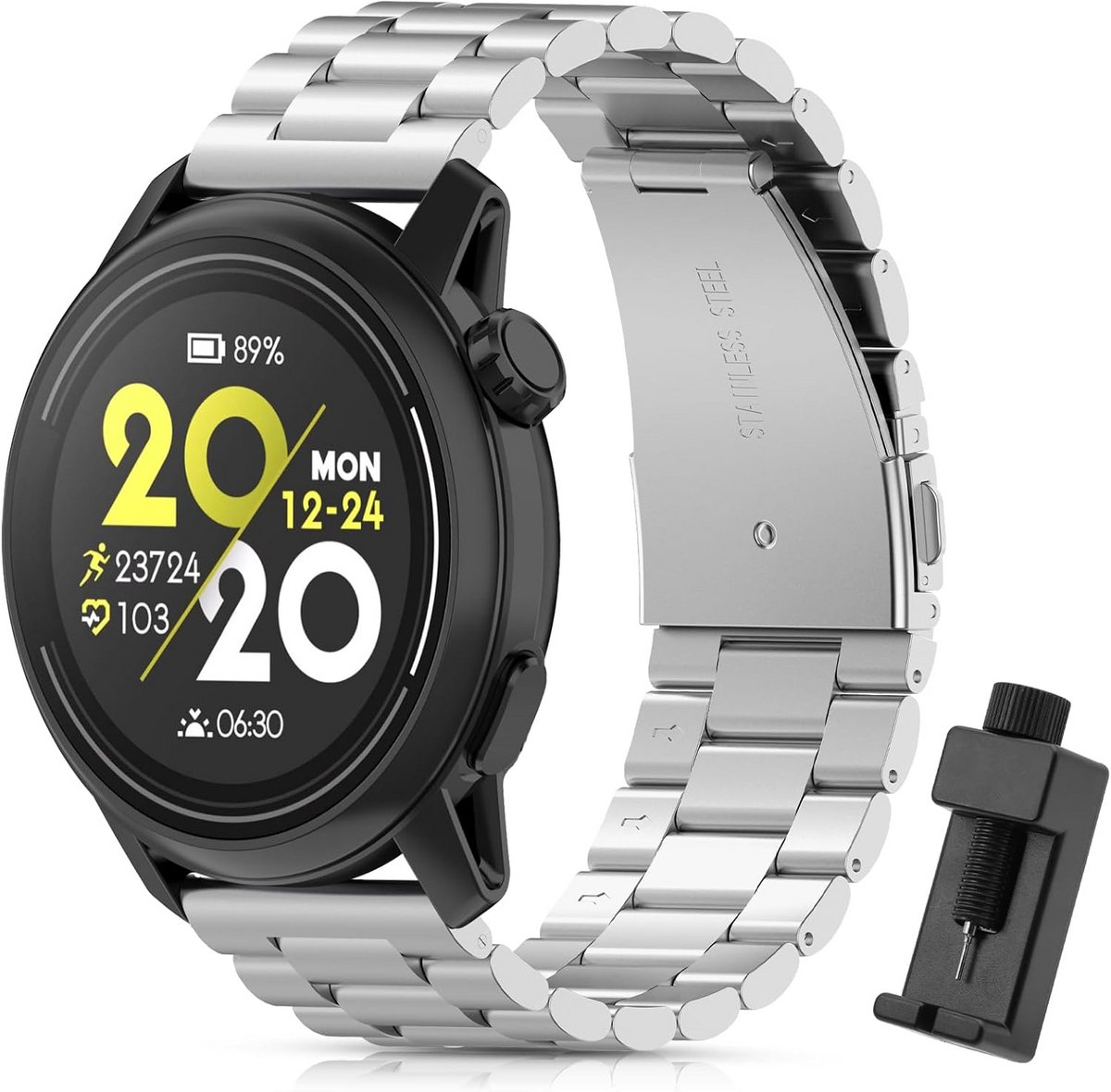 22mm Metalen Horlogeband voor Sport Horloges - Inox Vervangende Band, Verstelbaar