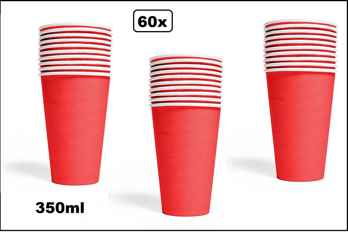 60x Mega beker rood karton 350ml - Drinken drank limonade