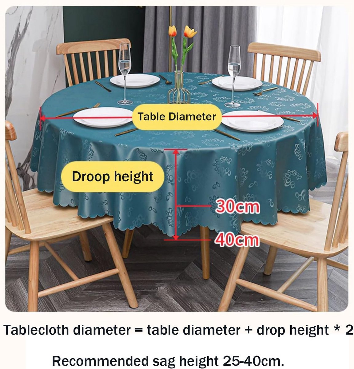 Ronde Tafelkleed PVC Afwasbaar en Vuilafstotend voor Eettafel 200 cm Rood