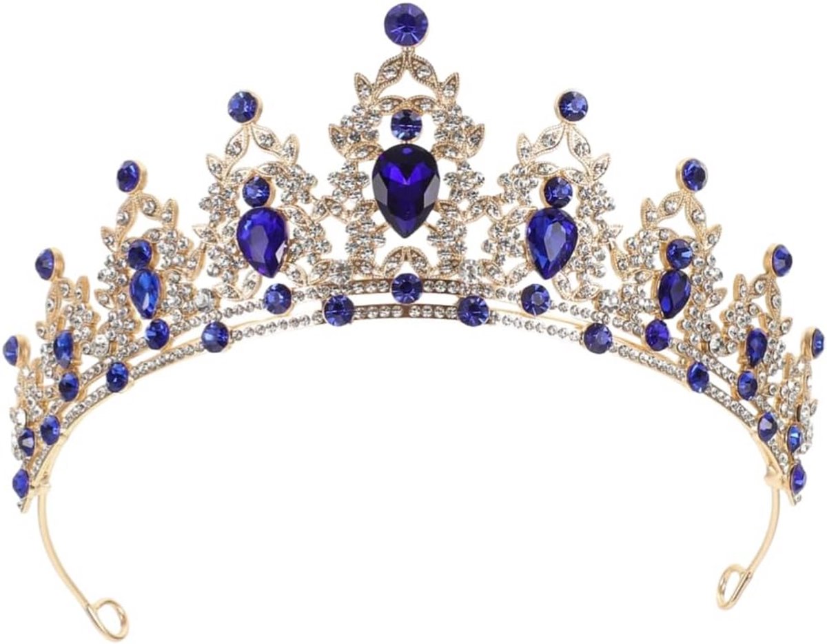 Barokke Kroon Gotische Koningin Tiara Vintage Kristallen Hoofddeksel voor Feest en Bruiloft