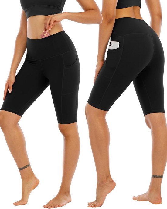 4-Pack Yoga Shorts met Zakken voor Dames - Hoge Taille Atletische Gym en Hardloopshort — afbeelding 2