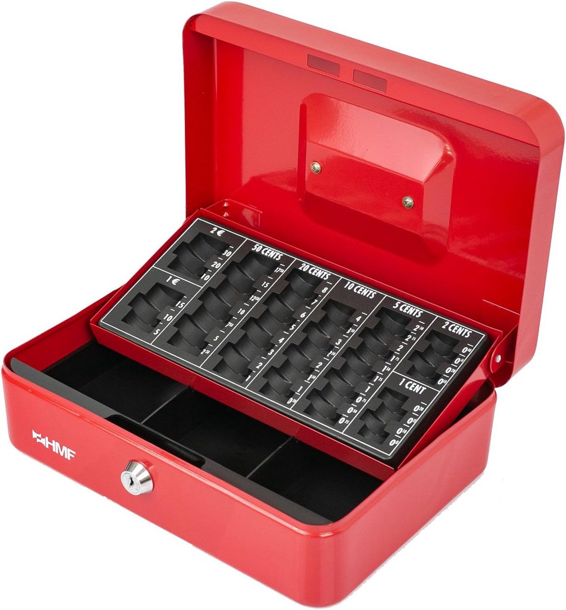 Afsluitbare Geldcassette met Euro Muntentelbord - Rood