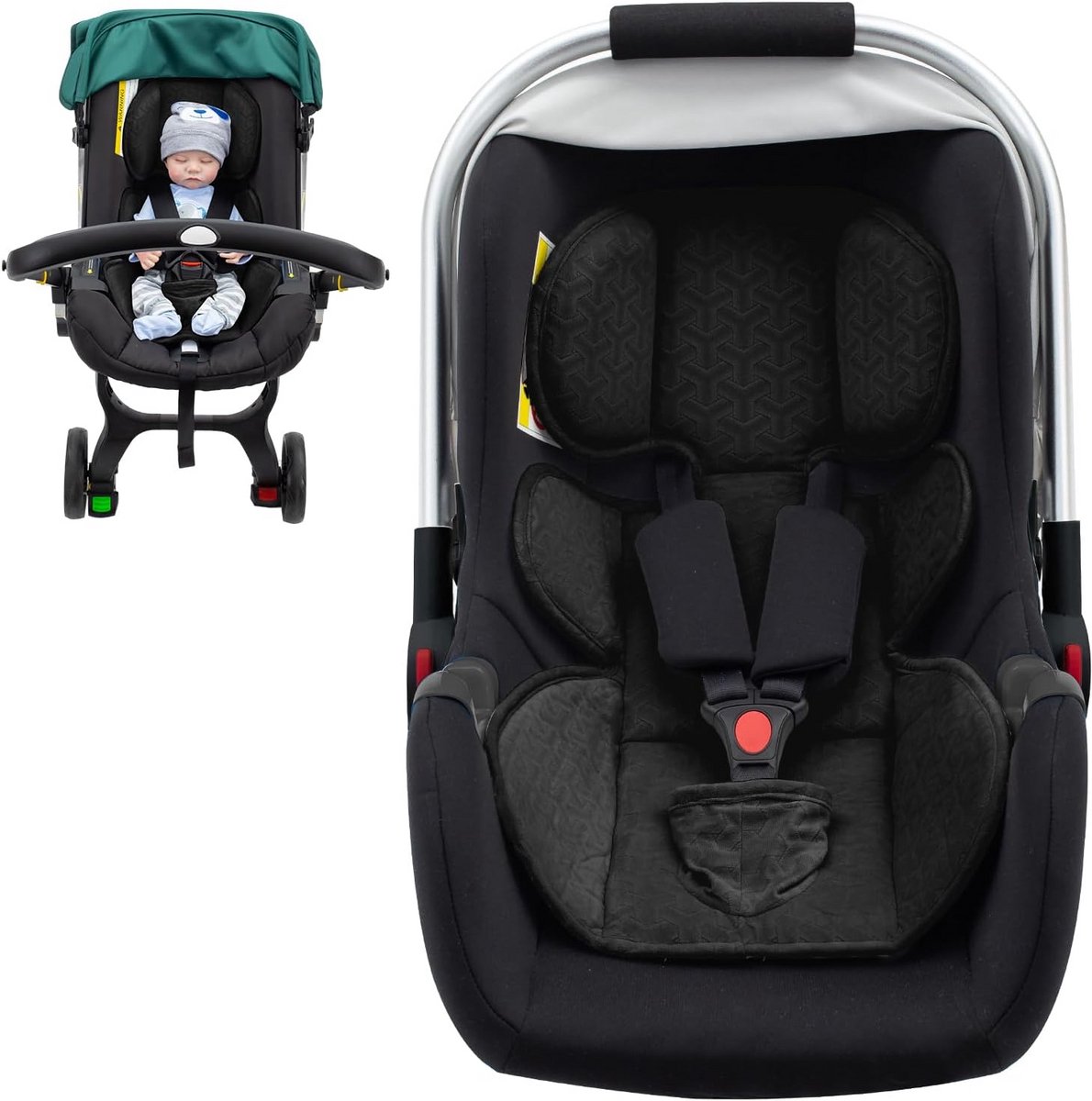 Comfortabele en Ademende Universele Baby Autostoel Verkleiner - Hoofd- en Lichaamsondersteuning voor Newborns (0-12 maanden)