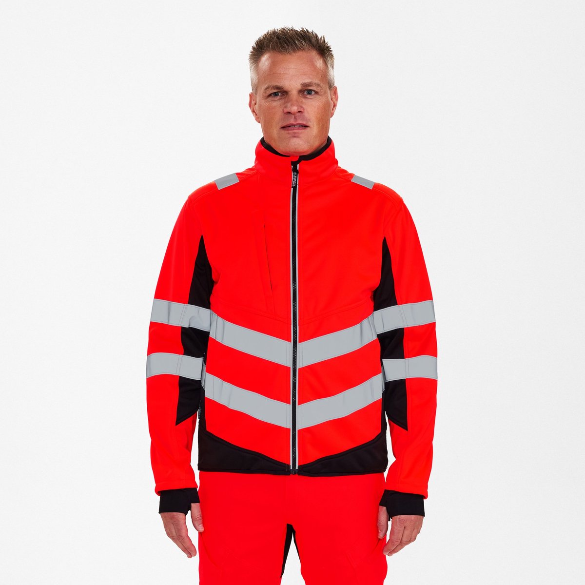 Engel Safety softshell jack 1158-237 - Hi-vis Red / Black - XL