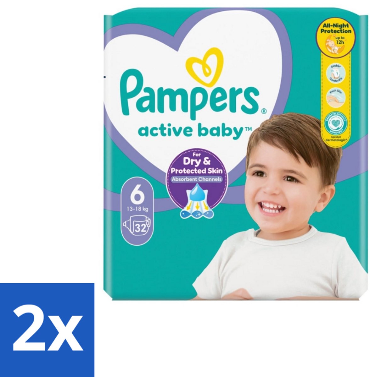 2 x Pampers – Luiers – Active Baby Maat 3 (6-10 kg) – 90 Luiers - Luiers Voor Baby - Droge Luiers - Baby Droogheid - Droge Baby Luiers - Baby Luiers 3 Maat