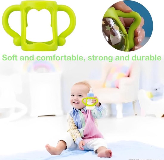 3-pack siliconen babyfles handgrepen voor smalle flessen - ergonomische flessenhouder - kinderen - baby - Dr. Brown - handig in gebruik van Merkloos — afbeelding 2