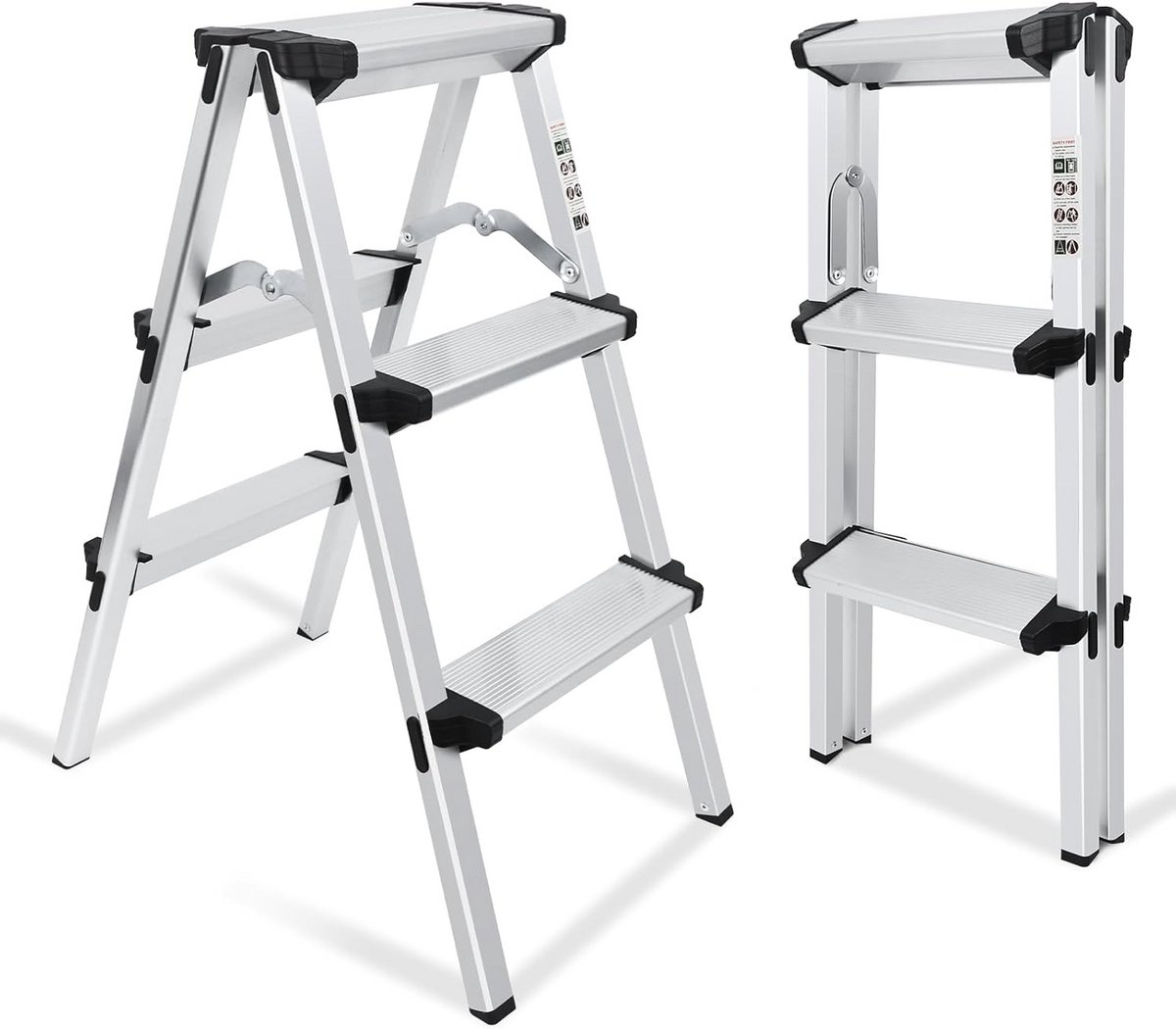Aluminium vouwsteiger 6 treden, tweezijdig beloopbaar en multifunctioneel