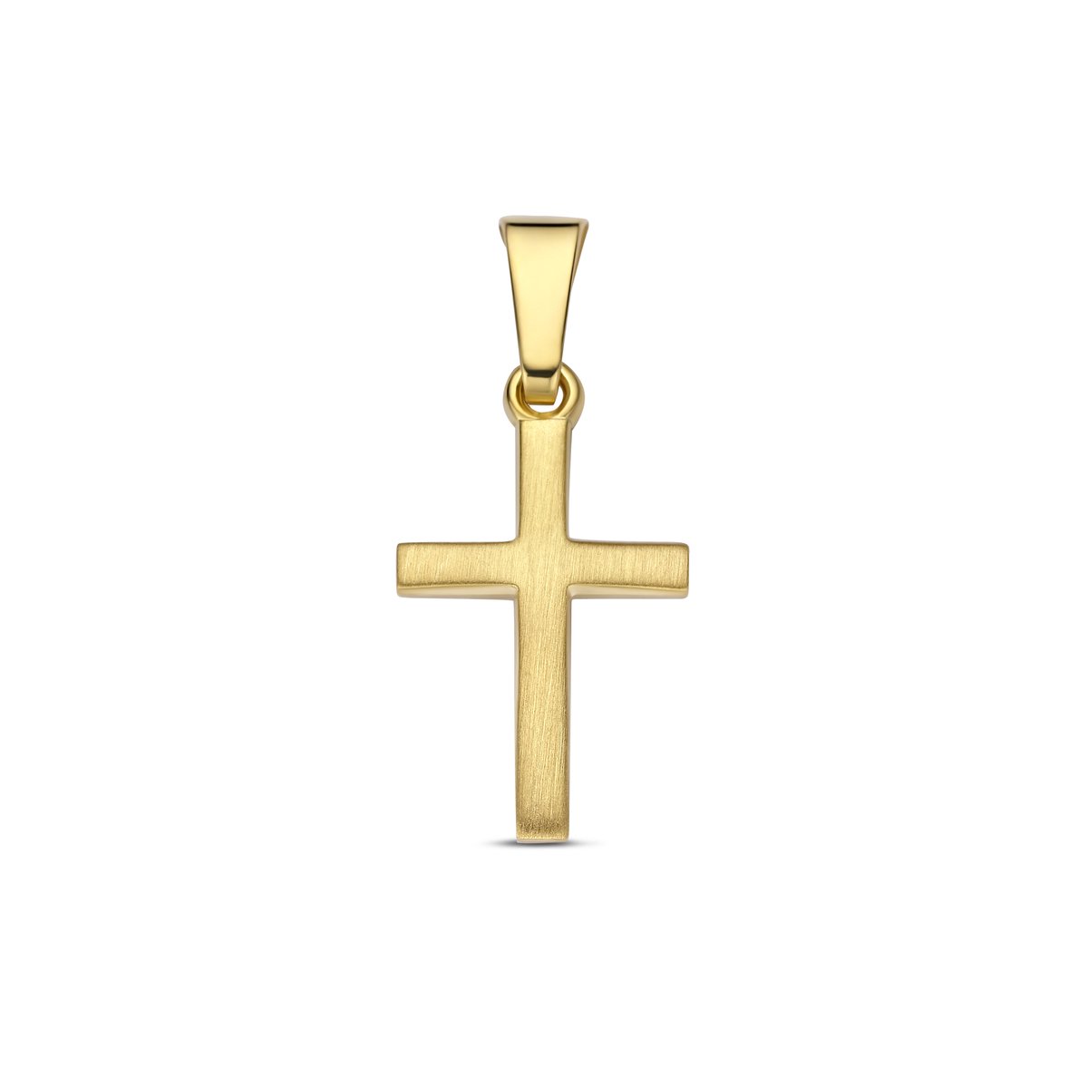 9NBG-1002 - New Bling - Massief kruis hanger satijn finish - 14kt geelgoud - 20 x 9.1 mm