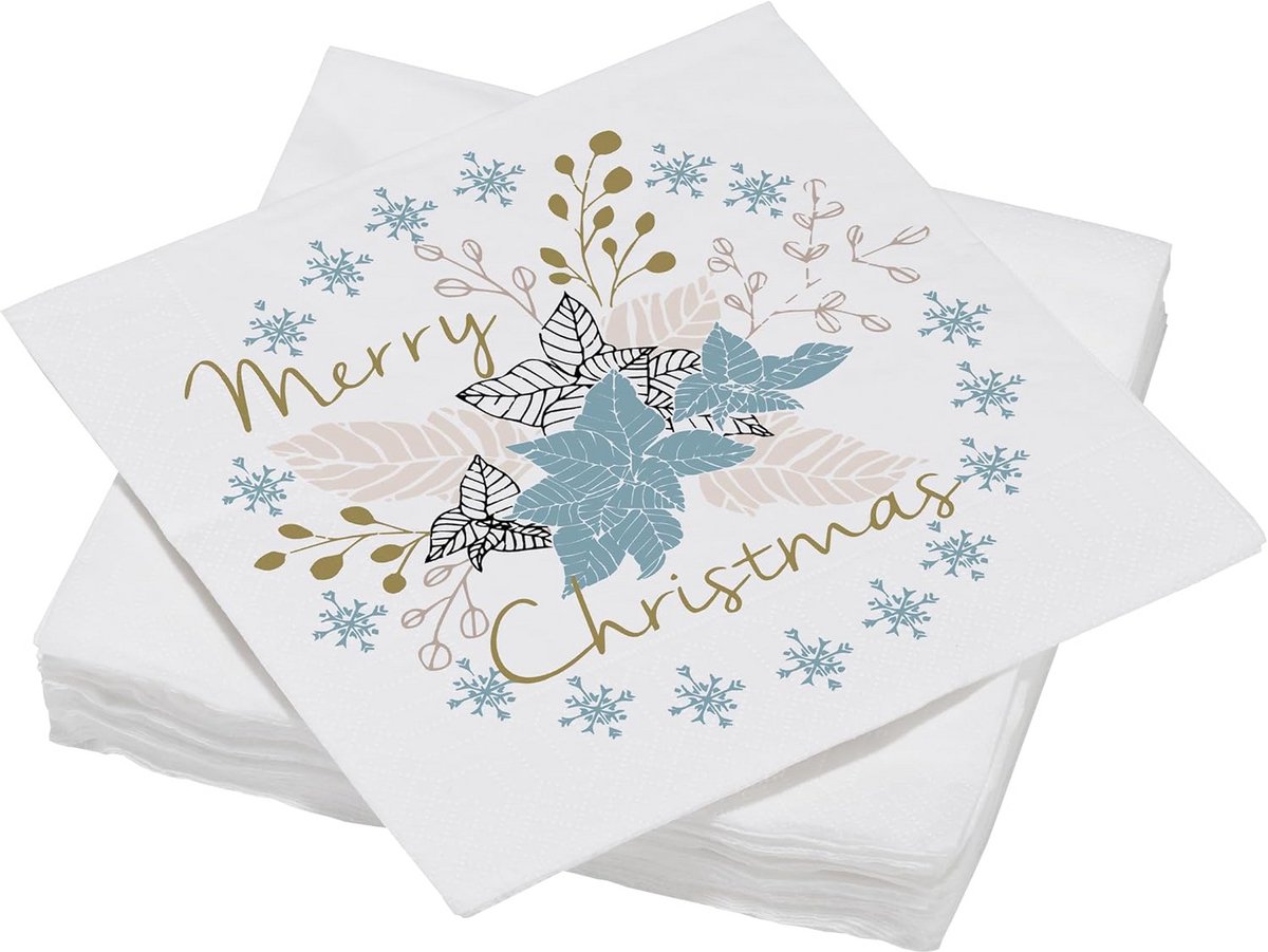 Set van 20 Papieren Lunchservetten 33x33cm Kerstthema 3-laags