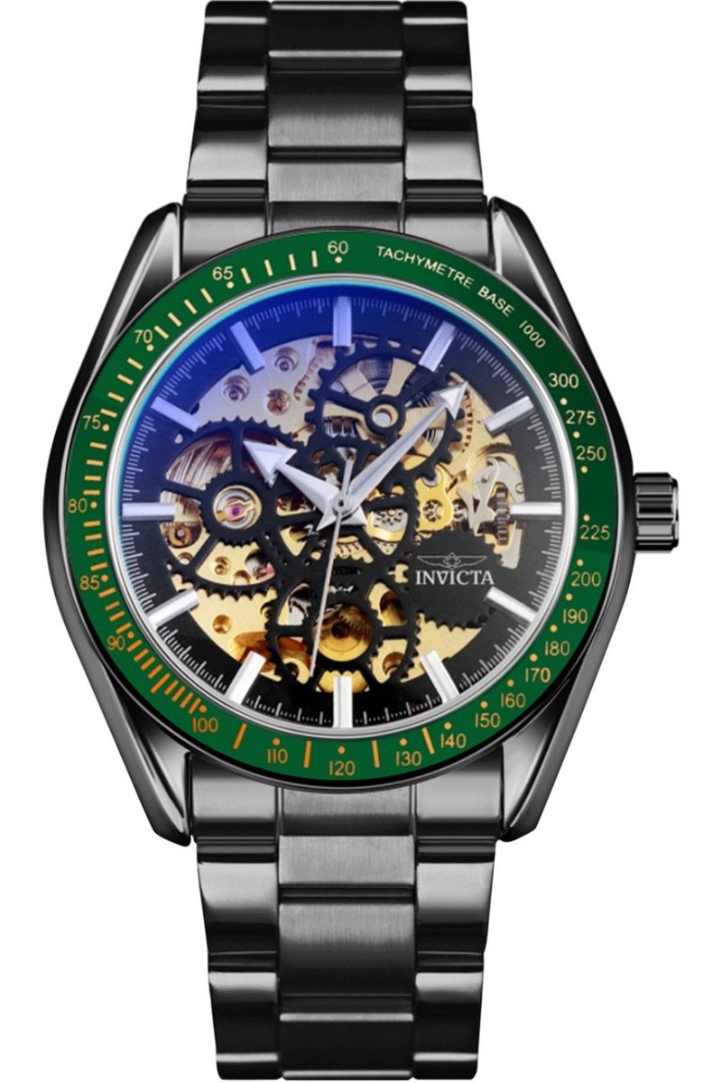 Invicta Objet D Art 69504 Heren Horloge - Waterdicht - Analoog - Automatisch Uurwerk - Roestvrij Staal met zwarte Wijzerplaat - 43mm