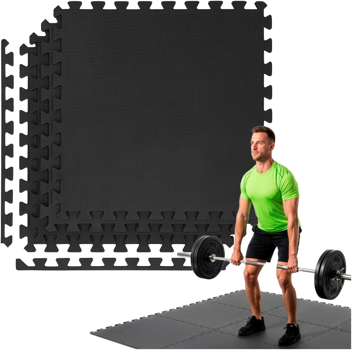 Actiget® Puzzelmat | Fitness Vloer | Fitnessmat | Fitnesstegels | 60 x 60 cm | Set van 6 | Anti-slip | EVA-schuim