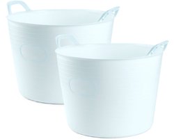 Plasticforte Flexibele kuip of emmer - 2x - ijsblauw - 42 liter - stevig kunststof - 45 x 38 cm - Afvalbak - Wasmand - Opbergmand - Voedsel geschikt