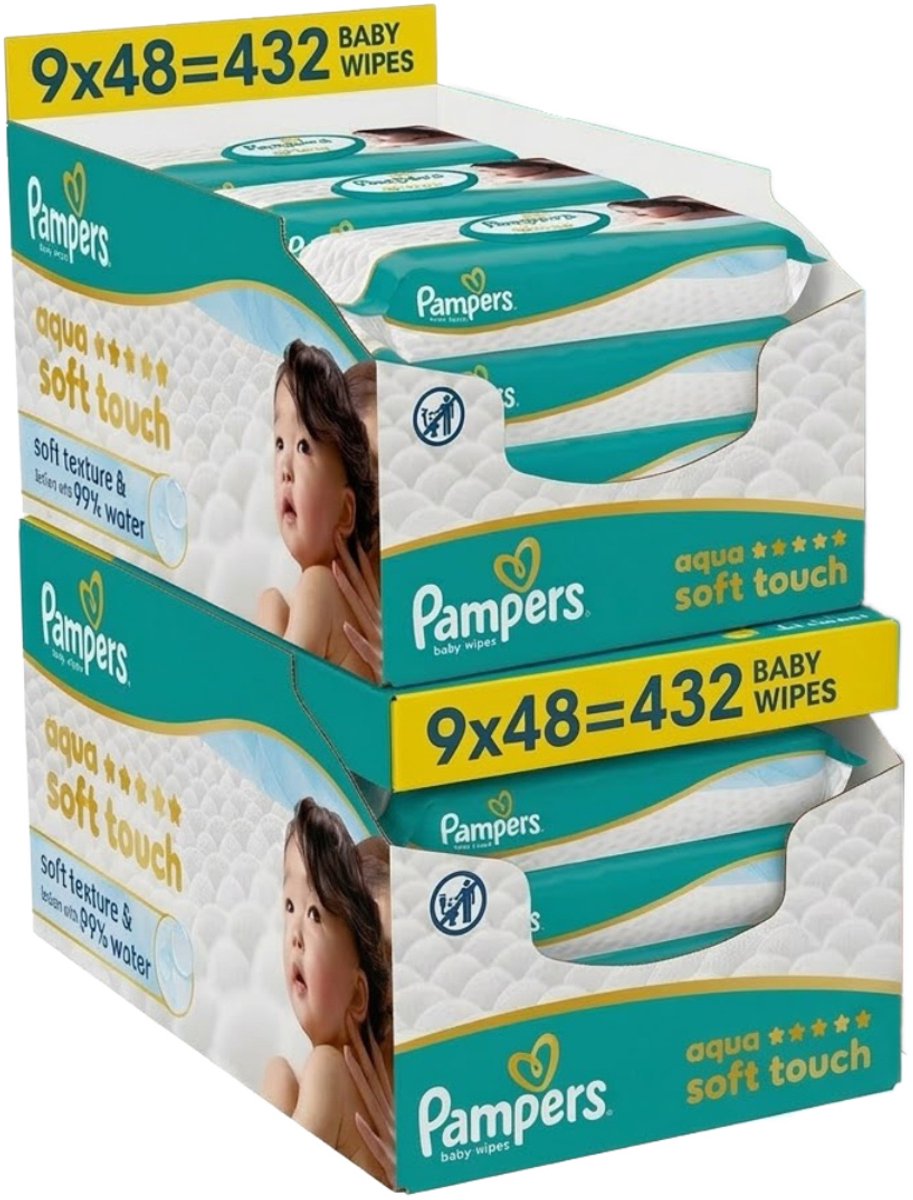 Pampers - Aqua Soft Touch Babydoekjes - 18 x 60 = 1080 Billendoekjes - Volume Deal
