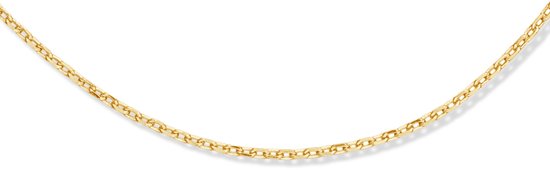 Gouden ketting met een schakelpatroon van ovale en ronde schakels.