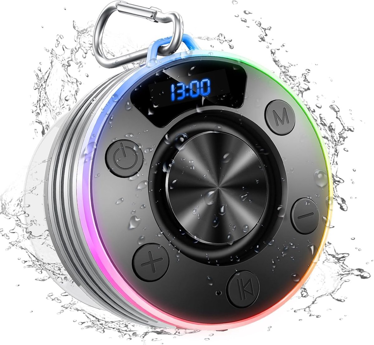 Draadloze Douche Speaker - Mini Bluetooth - Muziek Luisteren - IP7 Waterdicht - 8x8x56 cm - Grijs