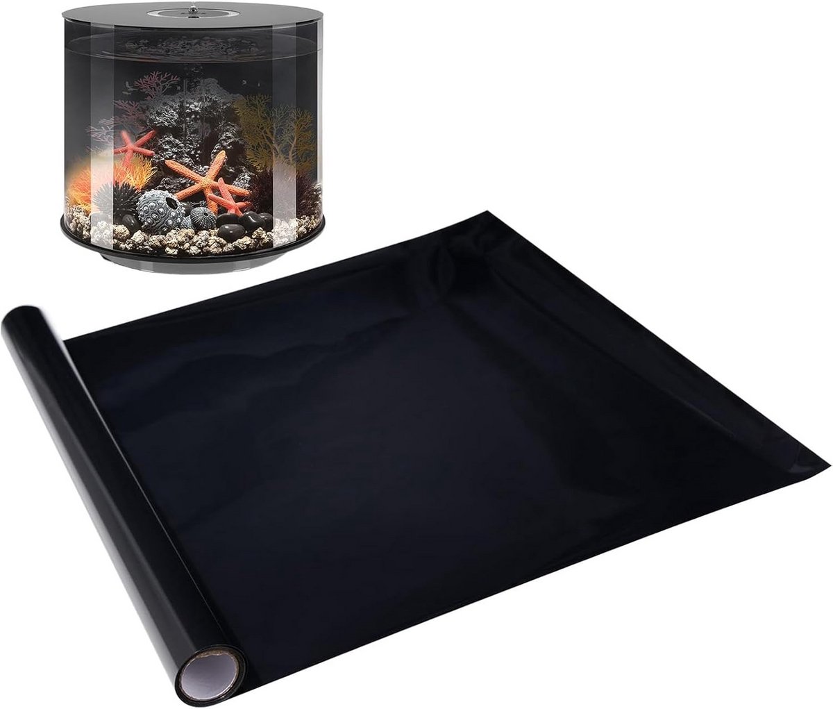 Aquarium Achtergrond - Vis Tank Decoratie - Aquarium Verfraaiing - Statische Zelfklevende - 30 x 200 cm - Zwart