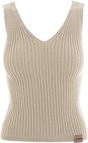 Knit Factory Layla Gebreide Top - Dames Top Mouwloos - Luchtige zomertop - Gebreide singlet dames - V-hals - Linnen - 36/38