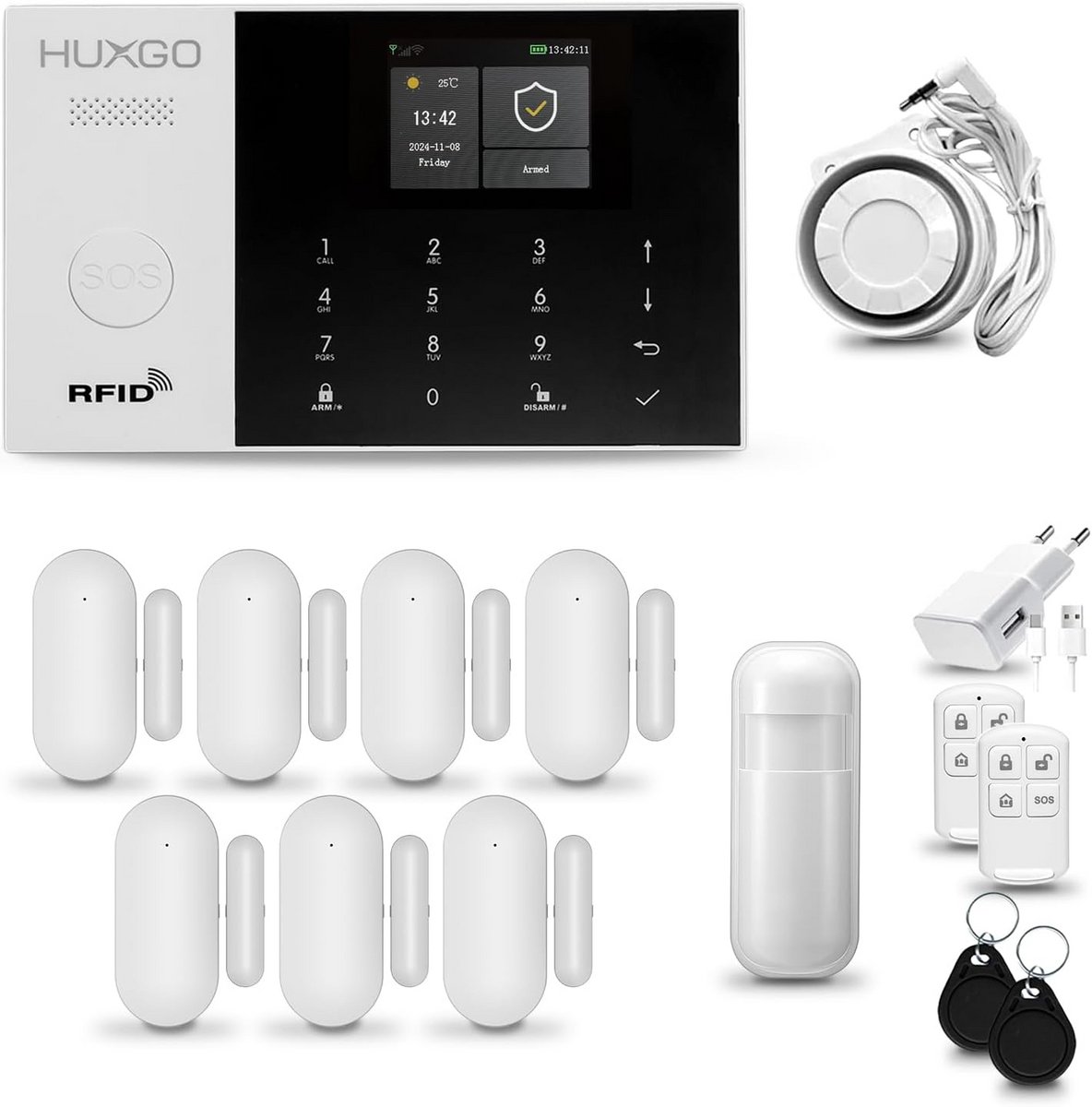 Draadloos Alarmsysteem Set - Beveiligingskit Huis - Veiligheid Kantoor Woning - WiFi GSM Dual Connect